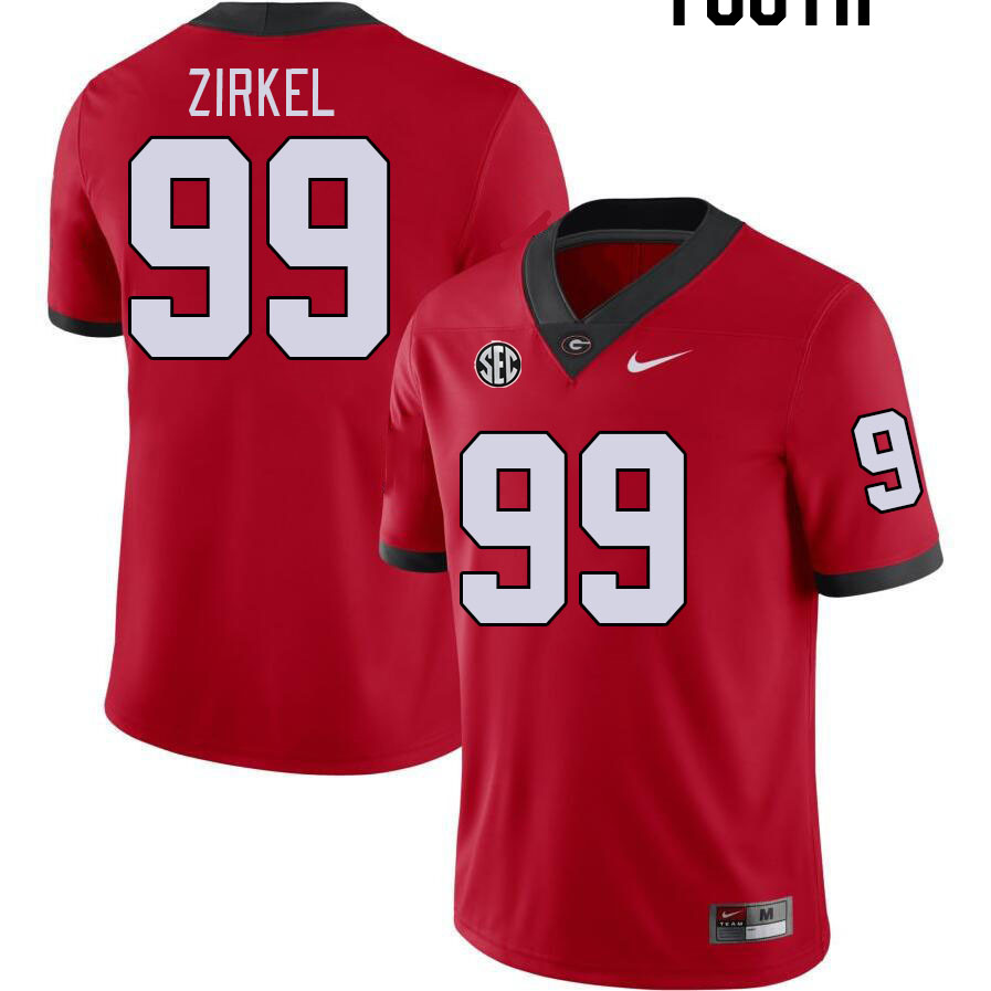 Georgia Bulldogs Youth Jared Zirkel #99 Red Stitched College UGA Football Jersey 23PH018PW